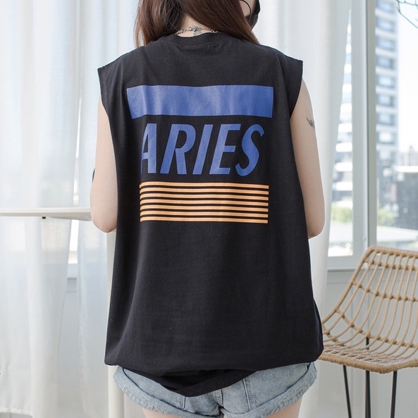 Áo thun ba lỗ unisex Aries Style Hàn Quốc hot ĐEN AT610