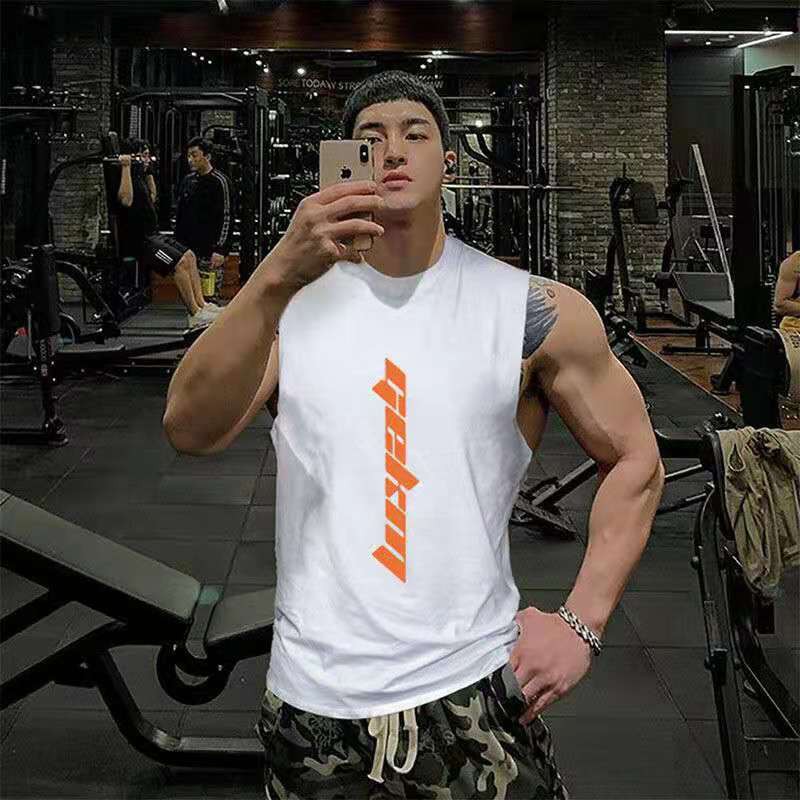 Áo thun ba lỗ thể thao, tập gym Geym Trắng chữ CAM AT523